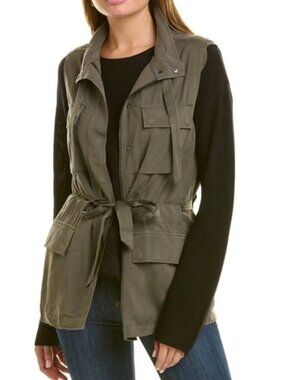 Go By GoSilk Women's Safari Cargo Utility Vest Olive Green Multi Pocket S